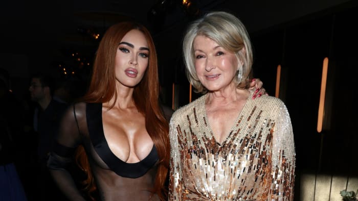 Magazine cover stars Megan Fox and Martha Stewart.